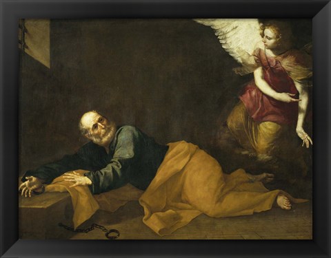 Framed Saint Peter Freed by an Angel, 1639 Print