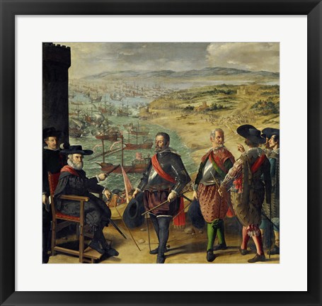 Framed Defense of Cadiz Against the English (1625) Print