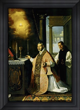 Framed Holy Mass with Priest Caba&#241;uelas. 1638 Print