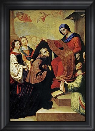 Framed Descent of Virgin Mary to Reward the Writing of Saint Ildefonso of Toledo Print