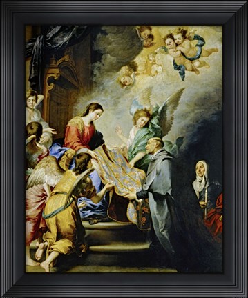 Framed Descent of Virgin Mary to Reward the Writing of Saint Ildefonso of Toledo Print