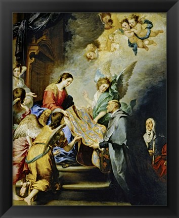 Framed Descent of Virgin Mary to Reward the Writing of Saint Ildefonso of Toledo Print