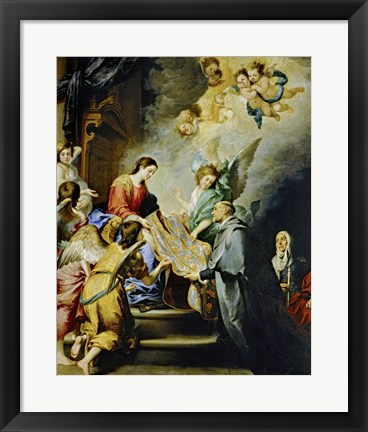 Framed Descent of Virgin Mary to Reward the Writing of Saint Ildefonso of Toledo Print