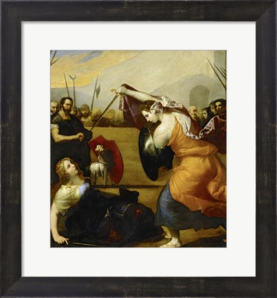 Framed Duel of Isabella de Carazzi and Diambra de Pottinella Print