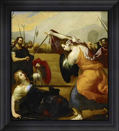 Framed Duel of Isabella de Carazzi and Diambra de Pottinella Print