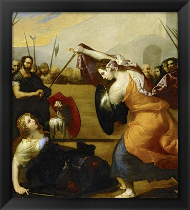 Framed Duel of Isabella de Carazzi and Diambra de Pottinella Print