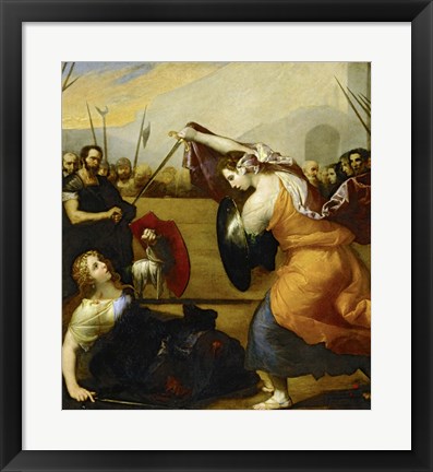 Framed Duel of Isabella de Carazzi and Diambra de Pottinella Print