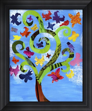 Framed Butterfly Tree Print