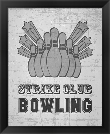 Framed Strike Club Bowling - Gray Print