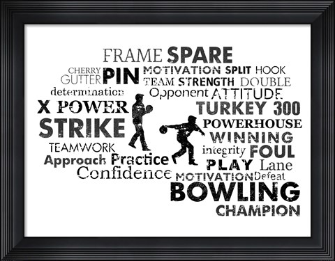 Framed Bowling Text Print
