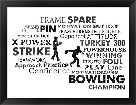 Framed Bowling Text Print