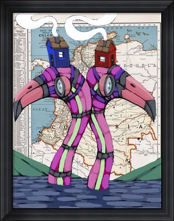 Framed Keeping Our Heads Above Too Print