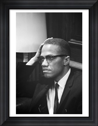 Framed Malcolm X Waits at Martin Luther King Press Conference Print