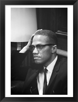 Framed Malcolm X Waits at Martin Luther King Press Conference Print