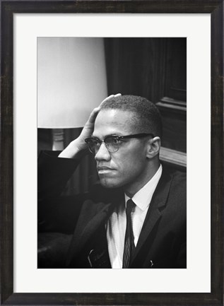 Framed Malcolm X Waits at Martin Luther King Press Conference Print