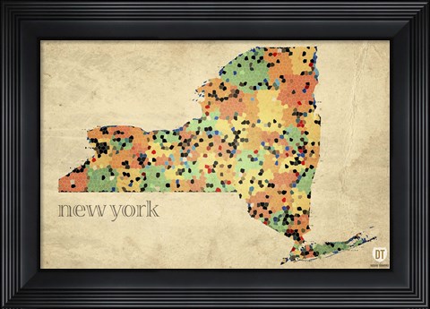 Framed New York County Map Print