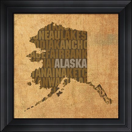 Framed Alaska State Words Print