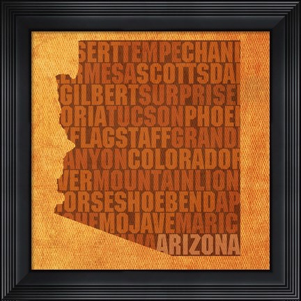 Framed Arizona State Words Print