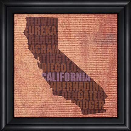 Framed California State Words Print