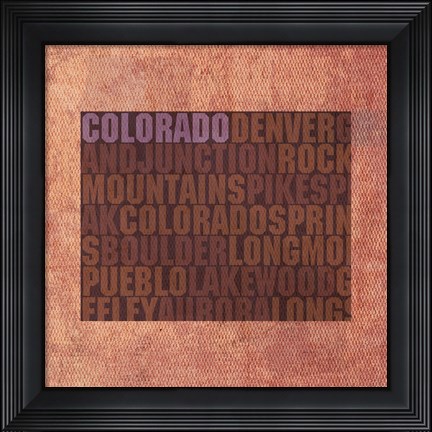 Framed Colorado State Words Print