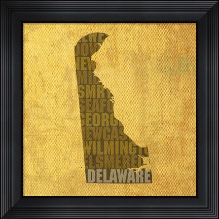 Framed Delaware State Words Print