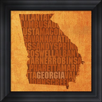 Framed Georgia State Words Print