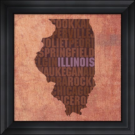 Framed Illinois State Words Print