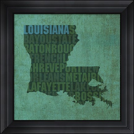 Framed Louisiana State Words Print