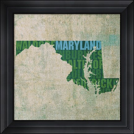 Framed Maryland State Words Print