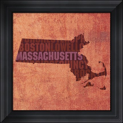 Framed Massachusetts State Words Print