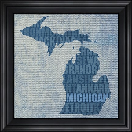 Framed Michigan State Words Print