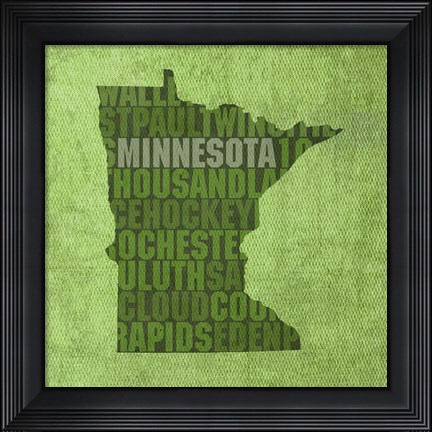 Framed Minnesota State Words Print