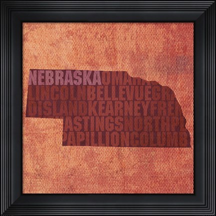 Framed Nebraska State Words Print