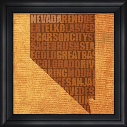 Framed Nevada State Words Print
