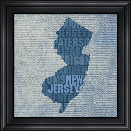 Framed New Jersey State Words Print