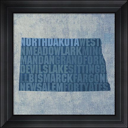 Framed North Dakota State Words Print