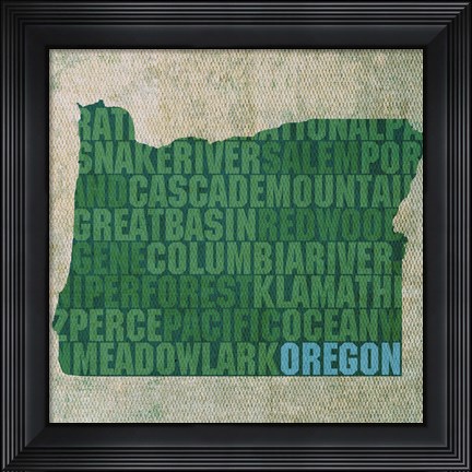 Framed Oregon State Words Print