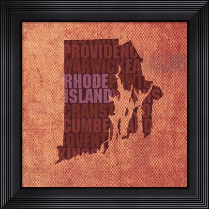 Framed Rhode Island State Words Print