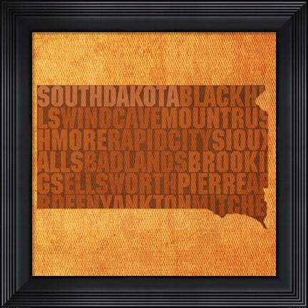 Framed South Dakota State Words Print