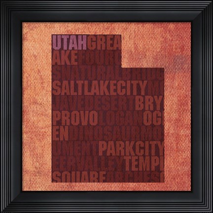 Framed Utah State Words Print
