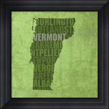 Framed Vermont State Words Print