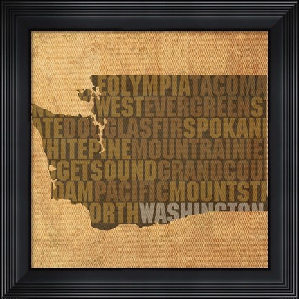 Framed Washington State Words Print