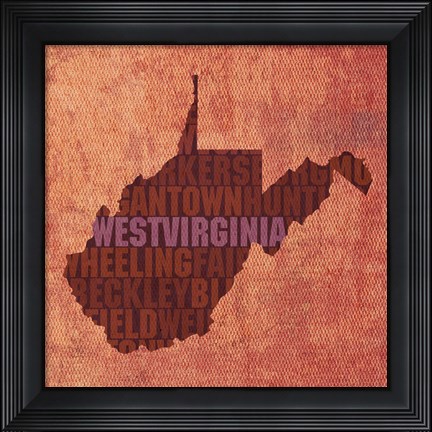 Framed West Virginia State Words Print