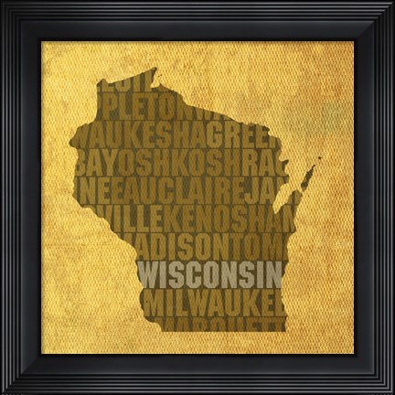 Framed Wisconsin State Words Print