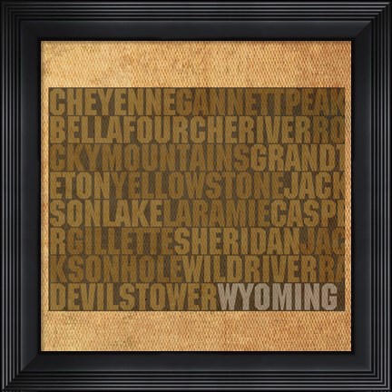 Framed Wyoming State Words Print