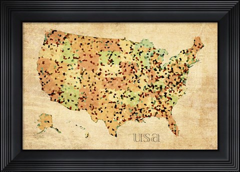 Framed Usa Crystallized County Map Print