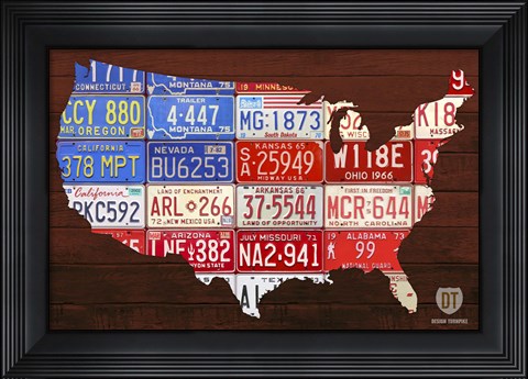Framed USA Flag Map Print