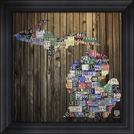 Framed Michigan Counties License Plate Print