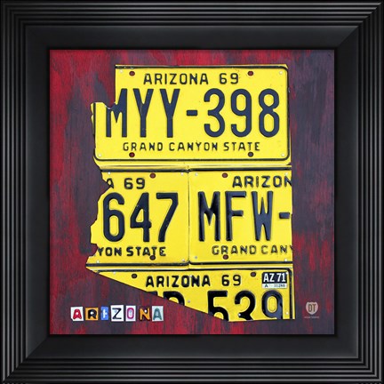 Framed Arizona License Plate Print