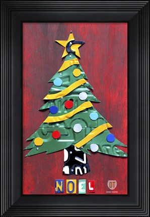 Framed Noel Christmas Tree License Plate Art Print